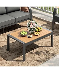 gaomon Outdoor Coffee Table, All-Weather Aluminum Patio Coffee Table for Patio, Deck, Backyard, Garden, Poolside