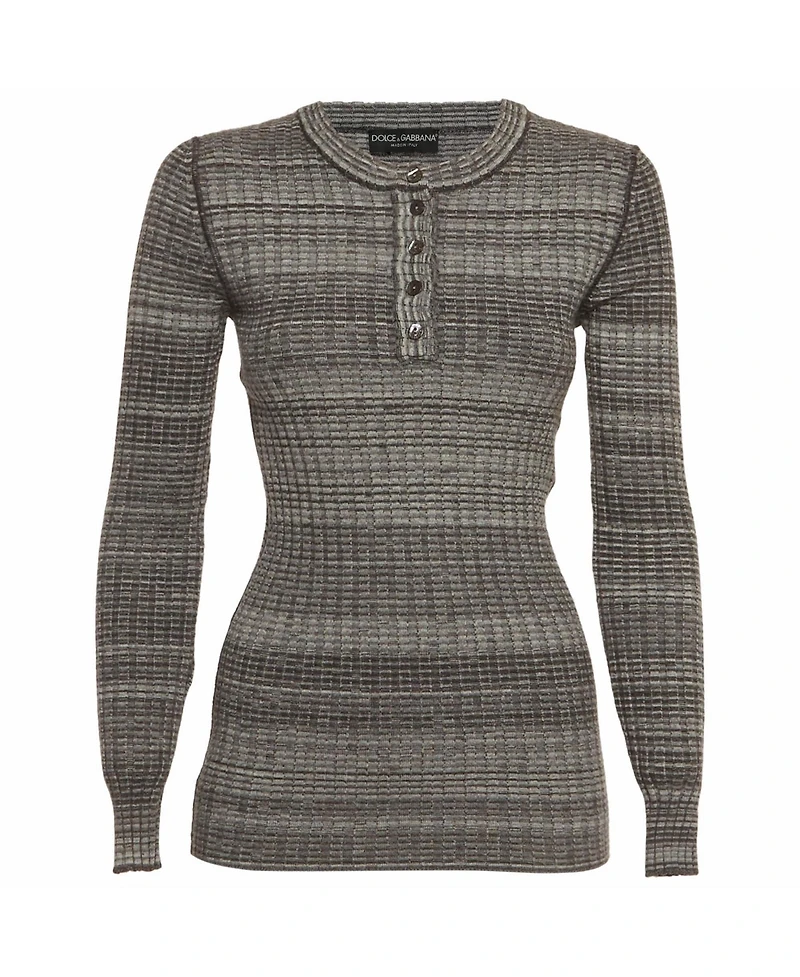 Pre-Owned Dolce & Gabbana Women's Rib Knit Henley Neck Jumper