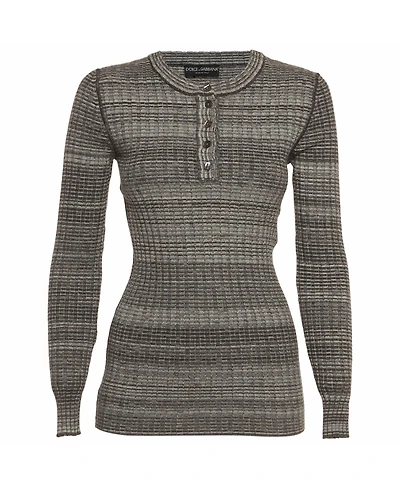Pre-Owned Dolce & Gabbana Women's Rib Knit Henley Neck Jumper