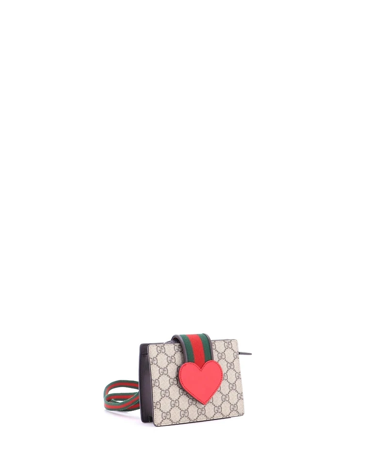 Pre-Owned Gucci Children's Web Heart Shoulder Bag Gg Coated Canvas