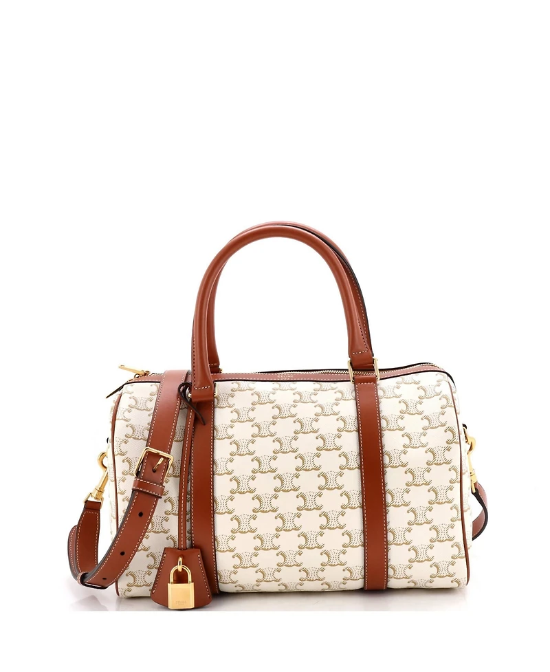 Pre-Owned Celine Large Boston Bag Triomphe Coated Canvas