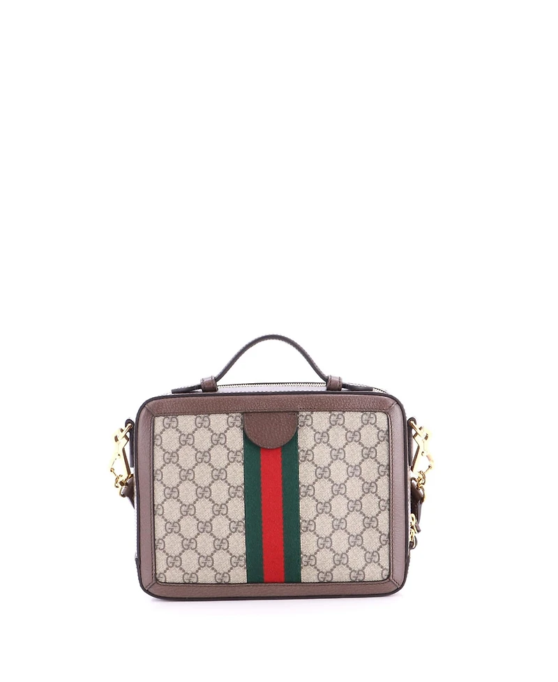 Pre-Owned Gucci Small Ophidia Zip Around Camera Bag Gg Coated Canvas