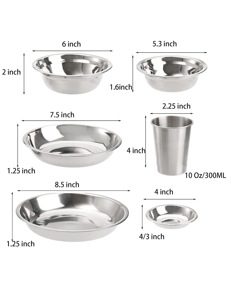 Piscifun 26 Piece Stainless Steel Camping Mess Kit Dinnerware Set For Hiking Travel Picnic