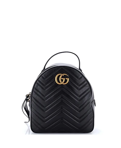 Pre-Owned Gucci Small Gg Marmont Backpack Matelasse Leather