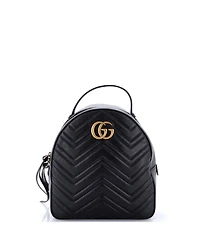 Pre-Owned Gucci Small Gg Marmont Backpack Matelasse Leather