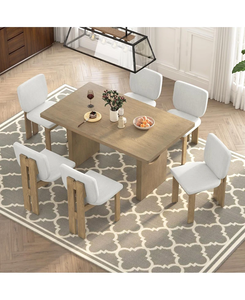 Streamdale Furniture 7-Piece Retro Dining Table Set for 6 with Upholstered Chairs