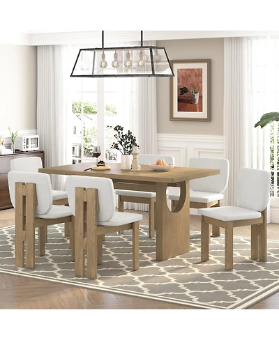 Streamdale Furniture 7-Piece Retro Dining Table Set for 6 with Upholstered Chairs