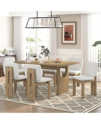 Streamdale Furniture 7-Piece Retro Dining Table Set for 6 with Upholstered Chairs