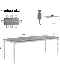 gaomon 78" Modern Dining Table with Heavy-Duty Metal Legs, Farmhouse Kitchen for 6-8 Family