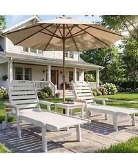 gaomon 2 Pieces All-Weather Chaise Hdpe Lounge Chair, Built-in Cup Holder and Rolling Wheels for Patio, Poolside