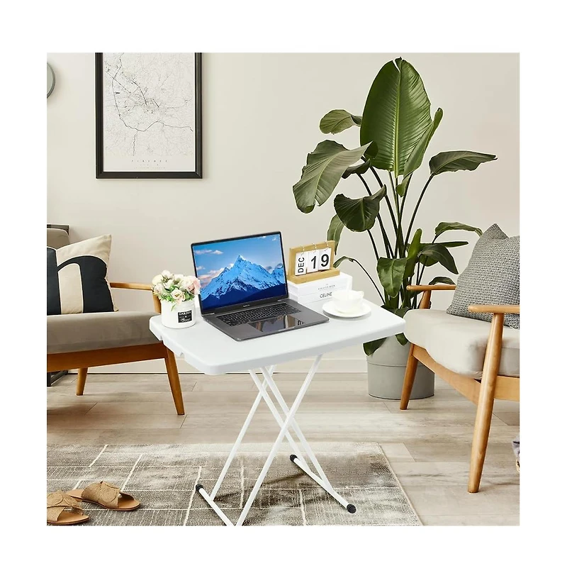 gaomon Folding Table, Plastic Personal Foldable Tables, Adjustable Rectangular Dining Table, Simple Bedside Square Table, for Party, Dining, Events