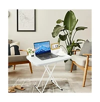 gaomon Folding Table, Plastic Personal Foldable Tables, Adjustable Rectangular Dining Table, Simple Bedside Square Table, for Party, Dining, Events