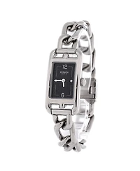 Pre-Owned HERMES Nantucket Quartz Watch in Stainless Steel with Aventurine Dial and Diamond Markers 17mm