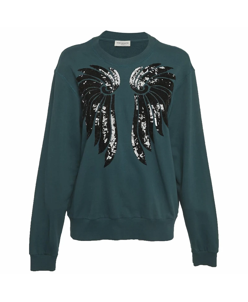 Pre-Owned Dries Van Noten Women's Jersey Embroidered Sweatshirt
