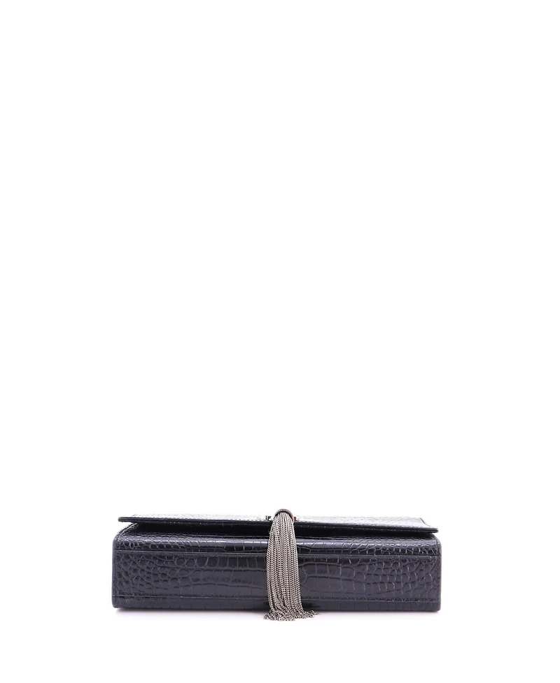 Pre-Owned Saint Laurent Medium Classic Monogram Tassel Crossbody Bag Embossed Leather
