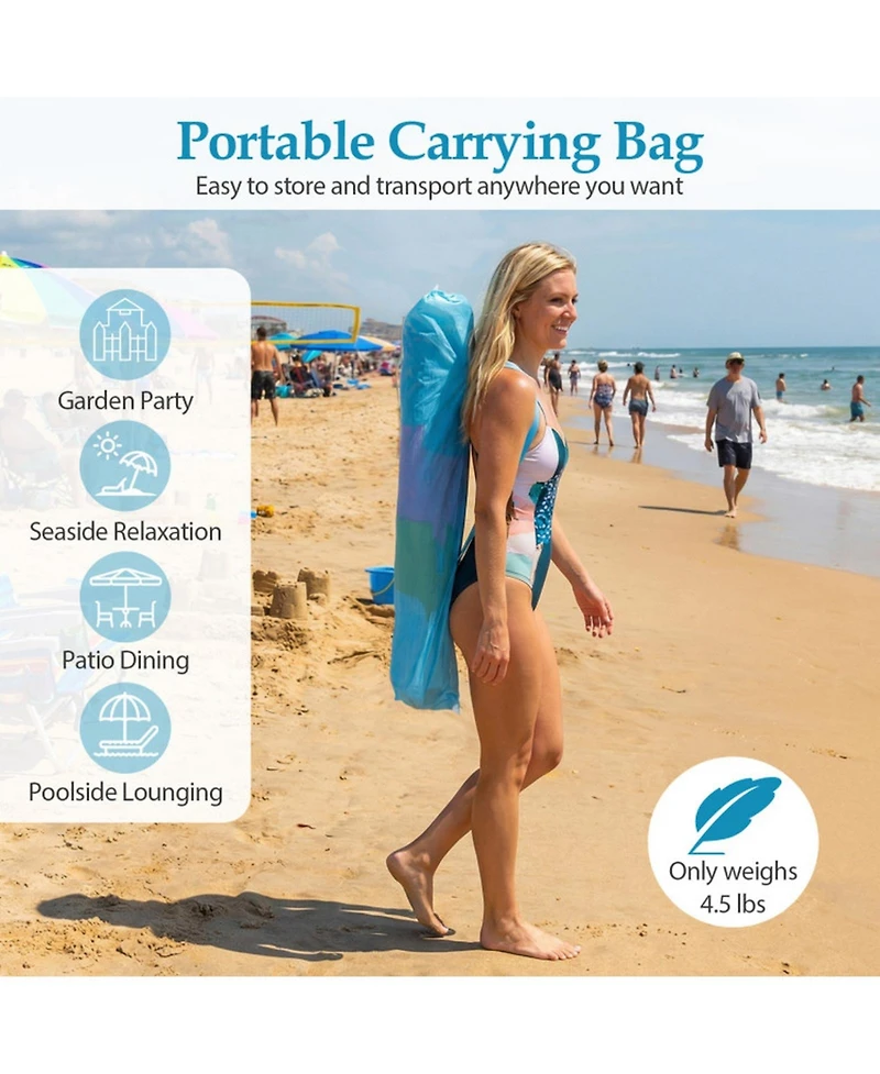 Sugift Thatched Patio Beach Umbrella with Push Button Tilt and Carrying Bag