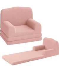 gaomon Kids Couch, 2-in-1 Comfy Toddler Couch Fold Out, Convertible Sofa to Lounger Foam Kids Chair with Soft Sherpa