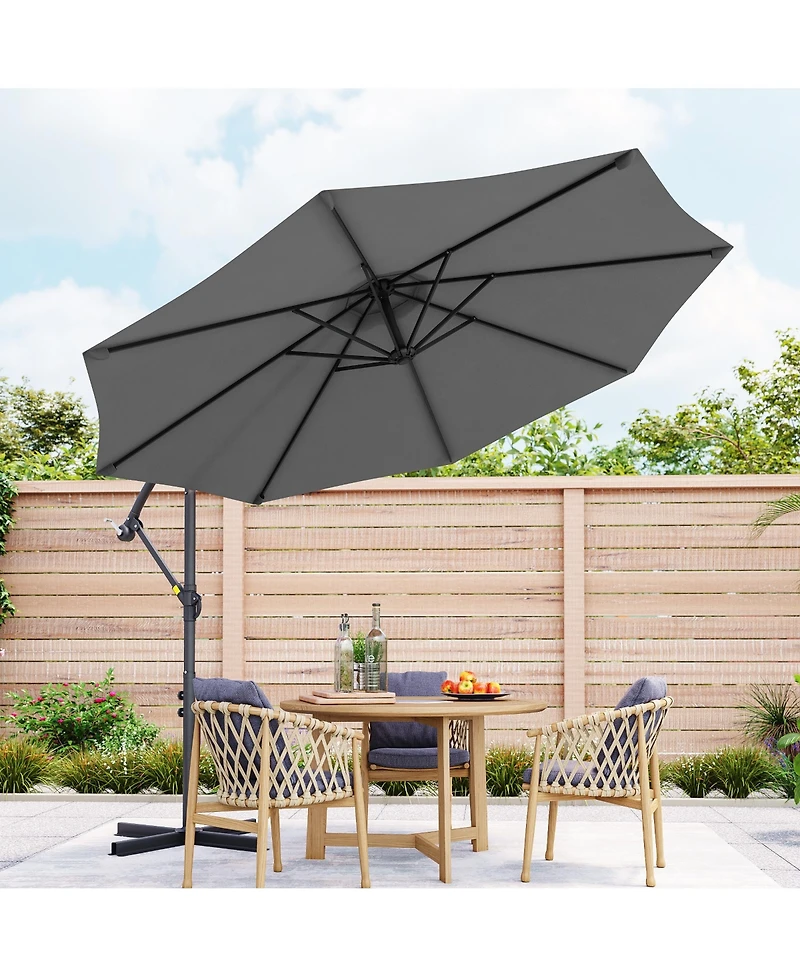 Sonkuki 10feet Patio Offset Umbrella Outdoor Hanging Umbrellas with Steel Frame and Angle Adjustment