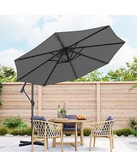 Sonkuki 10feet Patio Offset Umbrella Outdoor Hanging Umbrellas with Steel Frame and Angle Adjustment