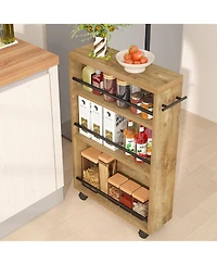 Tribesigns Slim Storage Cart: Rolling Narrow Kitchen Cart On Wheels. 4-Tier Slide-Out Utility Cart With Handle For Kitchen, Bathroom, Laundry