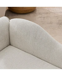 Zeny Oversized Pet Sofa for Medium, Large Dogs Modern Irregular Wave Backrest, Single Armrest, Premium Breathable Linen Fabric