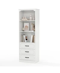 gaomon 70" H Bookshelf with 3 Drawers, Tall Bookcase with 3-Tier Open Shelves Wood Bookcase with Adjustable Shelf Kitchen Storage Cabinets