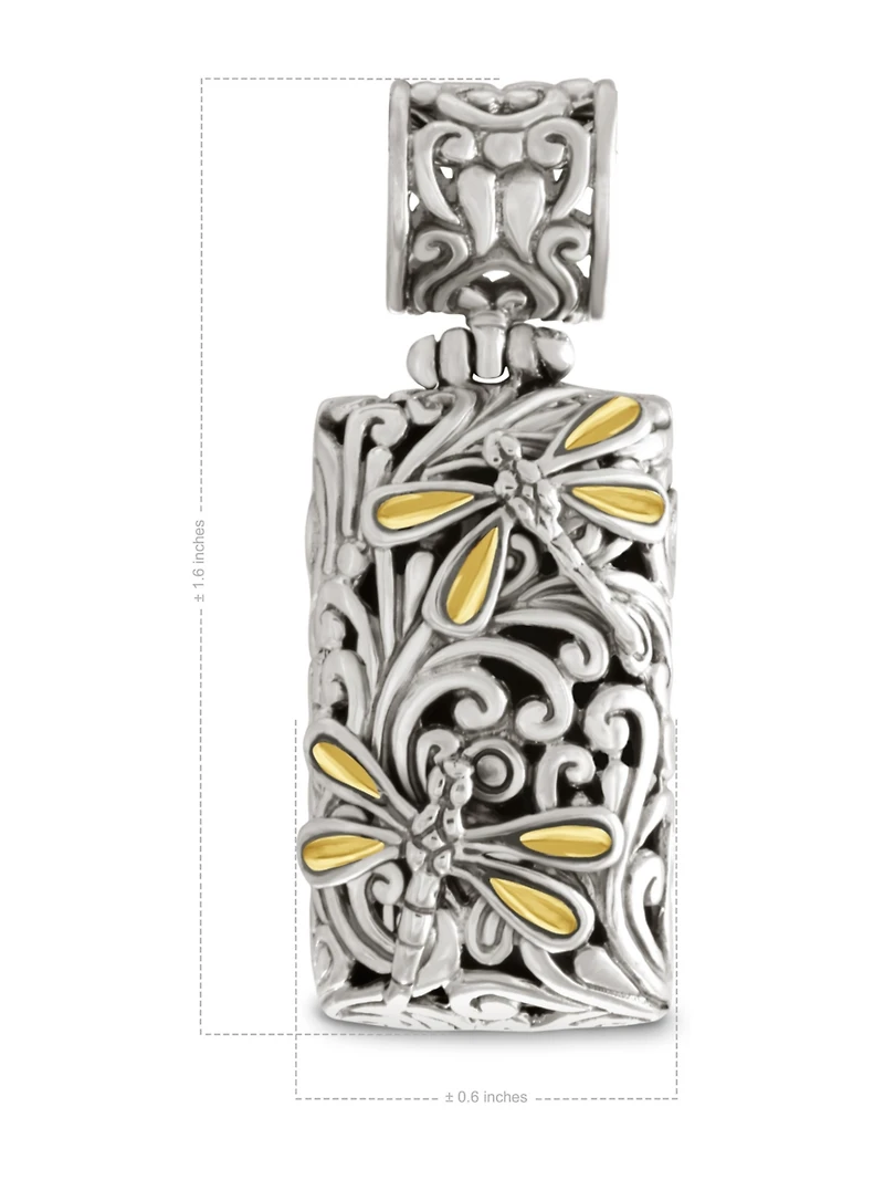 Devata Dragonfly Pendant Necklace in Sterling Silver and 18K Gold