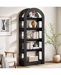 Tribesigns 70.87" Tall Arched Bookshelf, Rustic Oak Bookcase with 5-Tier Storage