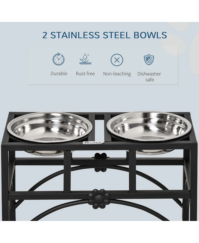 Ruie 17 in Double Elevated Dog Bowls Stainless Steel Feeding Station
