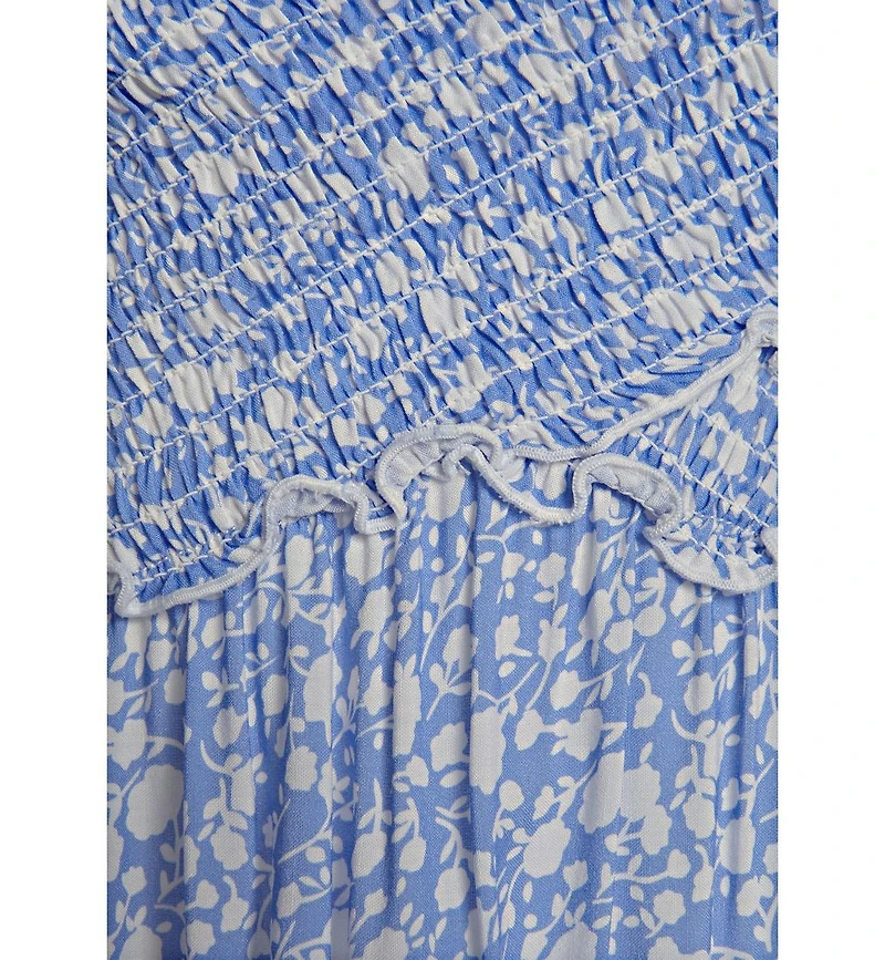 Lascana Women's Viscose Printed Smocked Pattern A-Line Short Dress