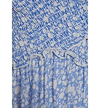 Lascana Women's Viscose Printed Smocked Pattern A-Line Short Dress