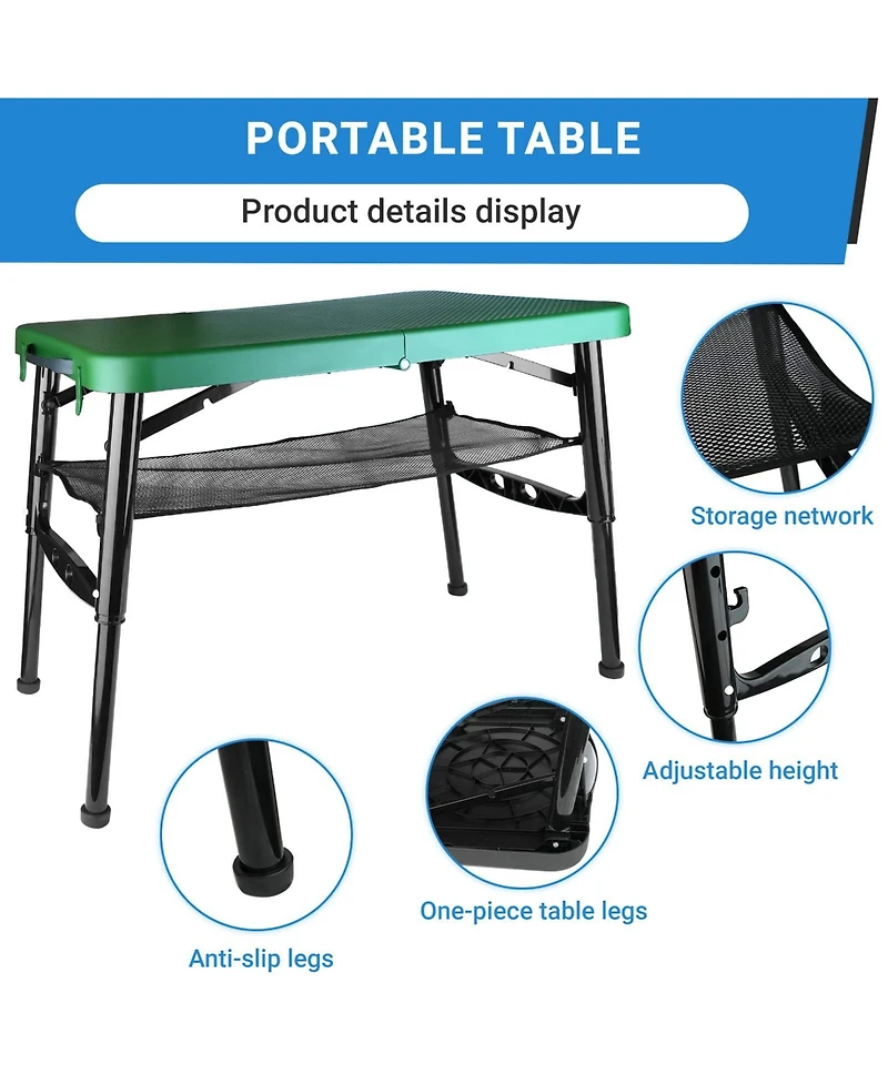 Piscifun Portable Folding Table Stool Set Lightweight Collapsible Camping Picnic Beach Fishing Outdoor Mesh Storage