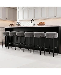 homfan Counter Height Bar Stool Set with Faux Fur Soft Seat for Kitchen Island Dining