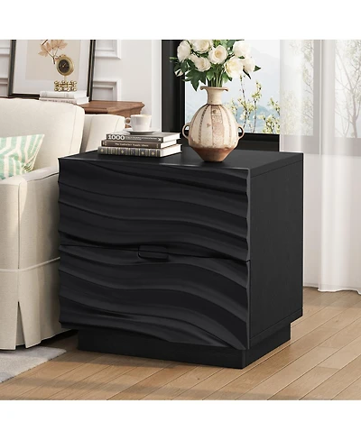 Streamdale Furniture Solid Wood 2-Drawer Nightstand