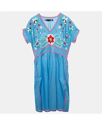 Pre-Owned Love Moschino Women's Floral Embroidered Cotton V-Neck Dress