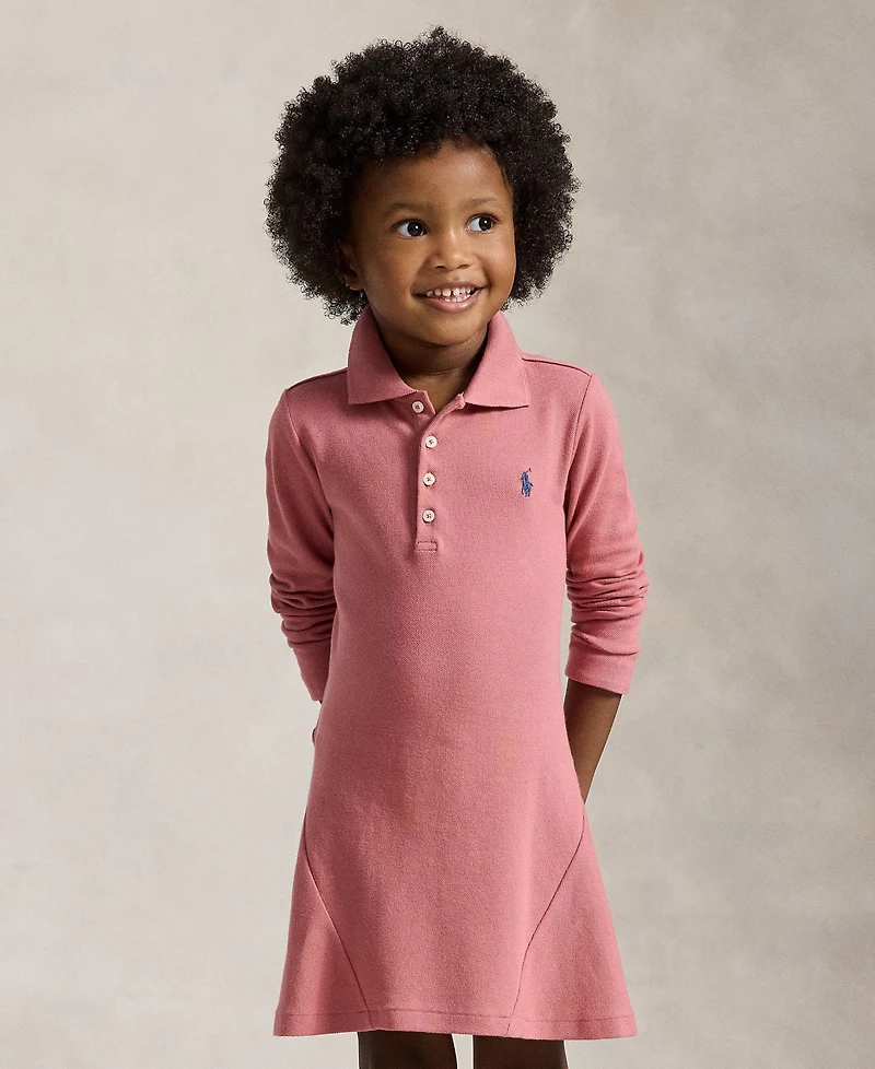Polo Ralph Lauren Girls' 2T-6X Stretch Mesh Long-Sleeve Dress