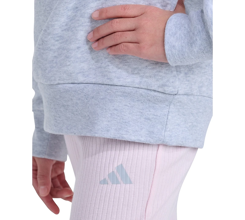 adidas Girls' 2T-6X Long-Sleeve Sweatshirt and Pants, 2-Piece Set