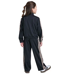 adidas Girls' 2T-6X Long-Sleeve 3-Stripe Jacket and Pants, 2-Piece Set