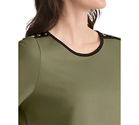 Jones New York Women's Color-Block Button Shoulder T-Shirt