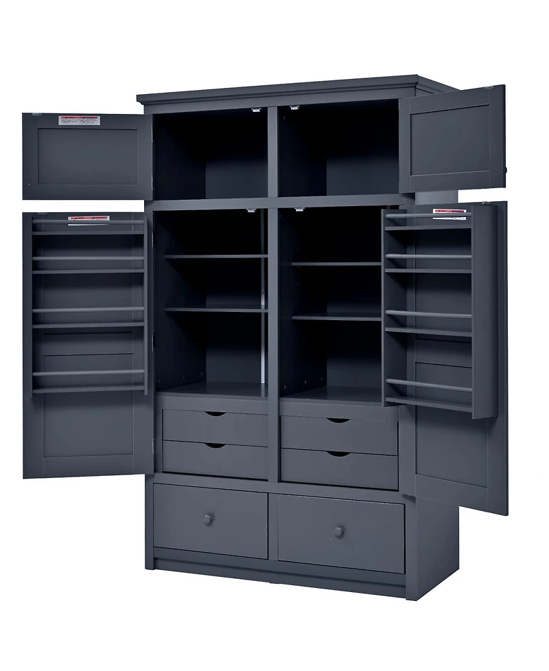 Streamdale Furniture Freestanding Kitchen Pantry Cabinet with 8 Door Shelves and 6 Drawers