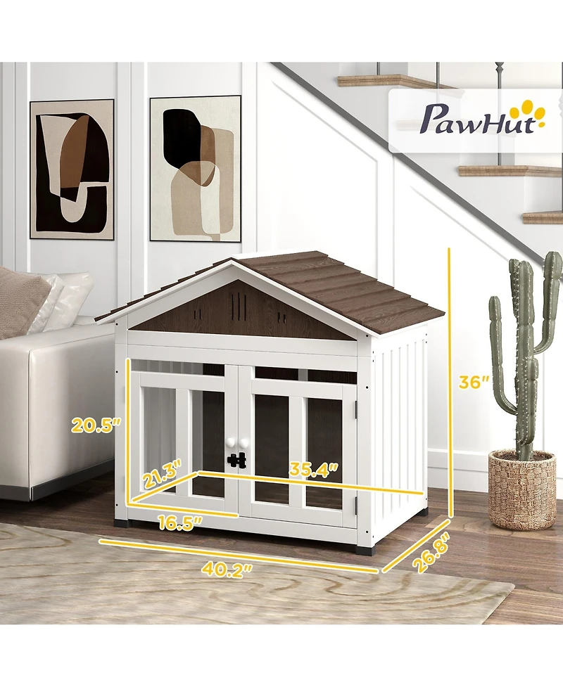 Ruie 40 in Wooden Dog House Outdoor Indoor with Air Vents and Floor