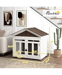 Ruie 40 in Wooden Dog House Outdoor Indoor with Air Vents and Floor