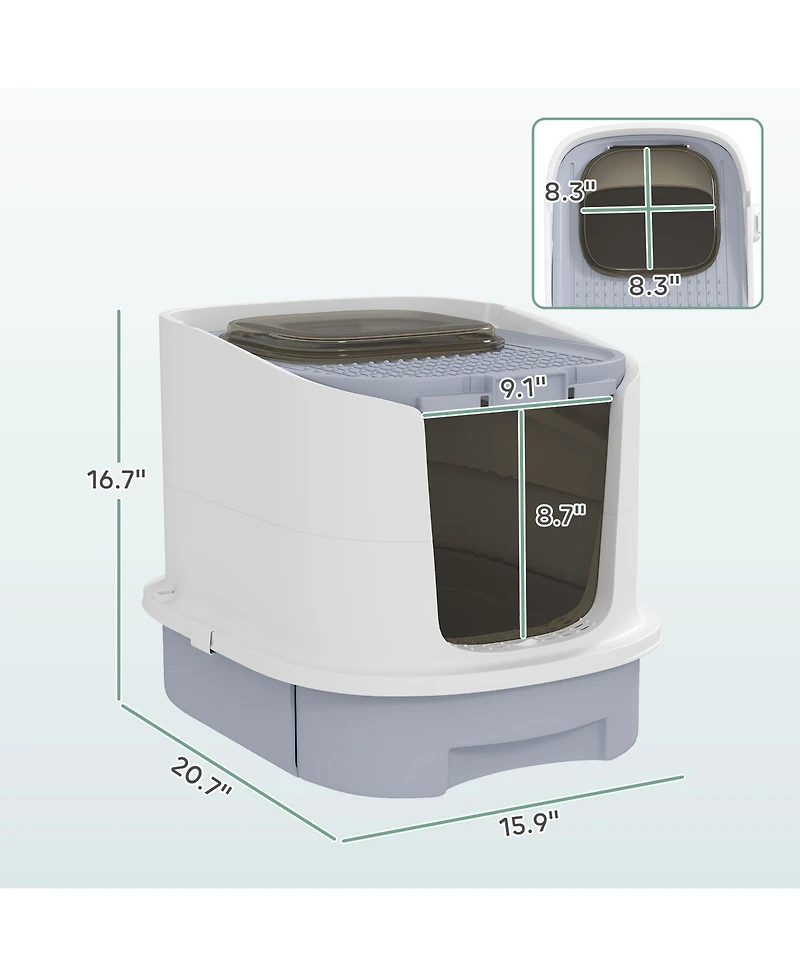 Ruie Covered Cat Litter Box with Top Entry Drawer and Scoop