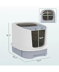 Ruie Covered Cat Litter Box with Top Entry Drawer and Scoop