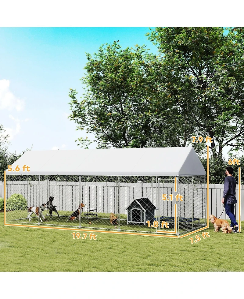 Ruie Heavy Duty Chain Link Outdoor Dog Kennel with Waterproof Roof