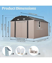 Streamdale Furniture 10' x 12' Metal Outdoor Storage Shed with Floor Frame Kit Tool Shed Heavy Duty