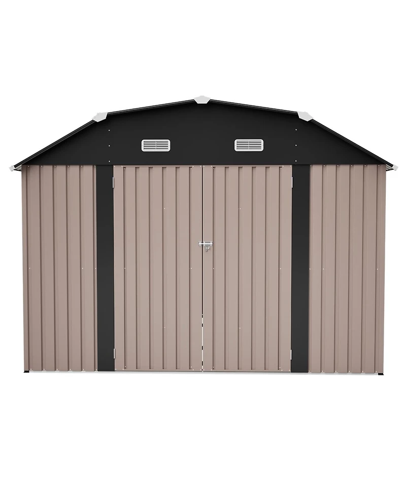 Streamdale Furniture 10' x 12' Metal Outdoor Storage Shed with Floor Frame Kit Tool Shed Heavy Duty