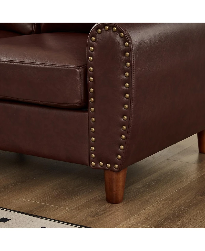 Streamdale Furniture 2-Piece Faux Leather Sofa Set with Rolled Arms