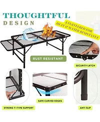 Piscifun Folding Table Carry Bag Storage Wing Panels Adjustable Height Portable Outdoor Camping Bbq Picnic Beach Grill