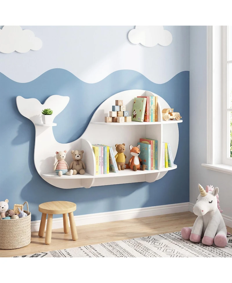 Slickblue Wall Mounted Floating Dolphin Shelves Storage Rack